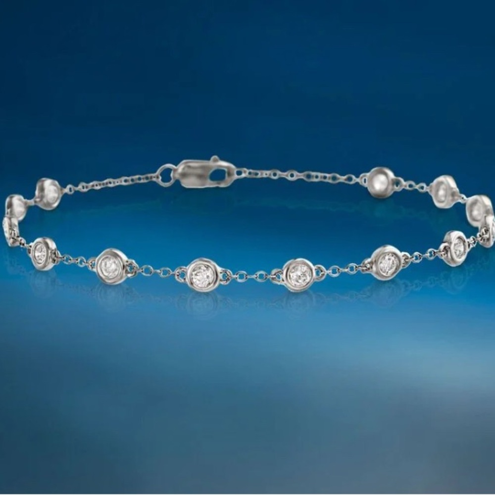 Bezel Set Diamond Station Bracelet
